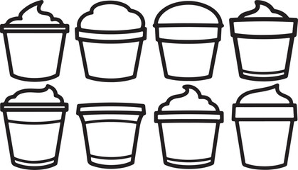 Obraz premium Various types of cylindrical containers with lids and different shapes Vector
