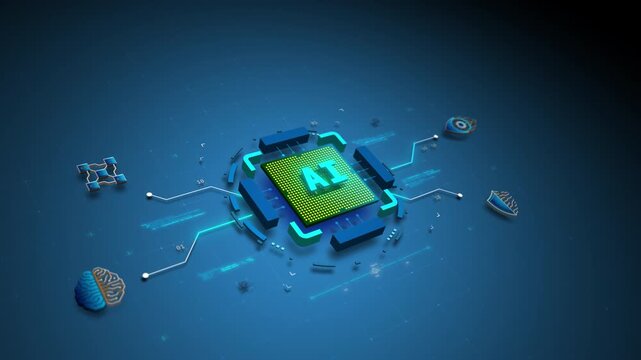 AI Processor Core Powering Intelligent Network System Motion Design Seamless Loop