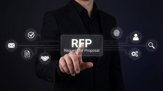 Request for proposal RFP concept with business procurement and vendor selection