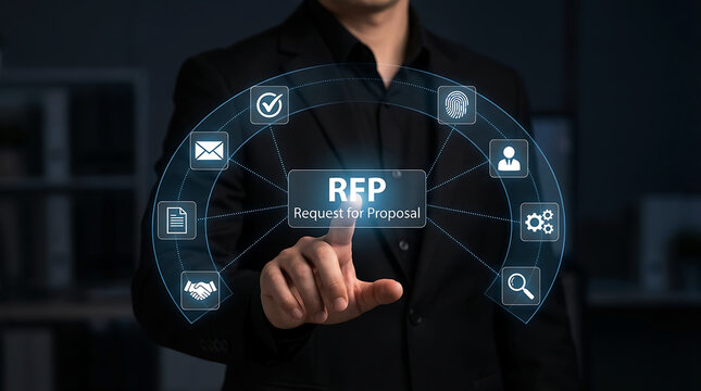 Request for proposal RFP concept with business procurement and vendor selection