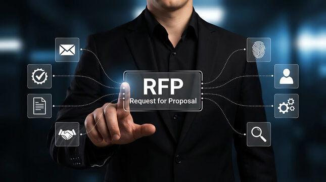 Request for proposal RFP concept with business procurement and vendor selection