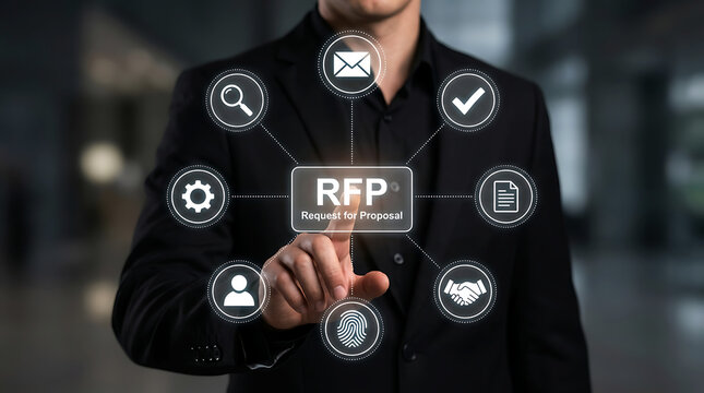 Request for proposal RFP concept with business procurement and vendor selection