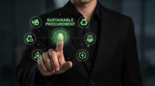Sustainable procurement concept with green supply chain and eco business strategy