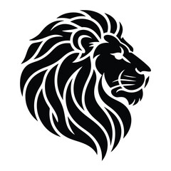 Fototapeta premium A striking black and white profile of a majestic lion s head a bold silhouette