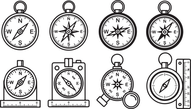 Compass variations and precision instruments for navigation and orientation Vector