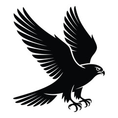 Obraz premium A majestic eagle soars with wings outstretched depicted in a striking black silhouette