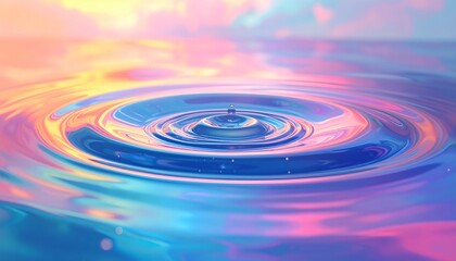 Naklejka premium Abstract Water Ripples with Vibrant Pastel Iridescent Reflections