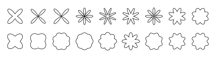 Obraz premium Flower line icon set. Flower icons set. Abstract flower icons. flower shape vector, floral icon set, flowers vector silhouette, Vector illustration.