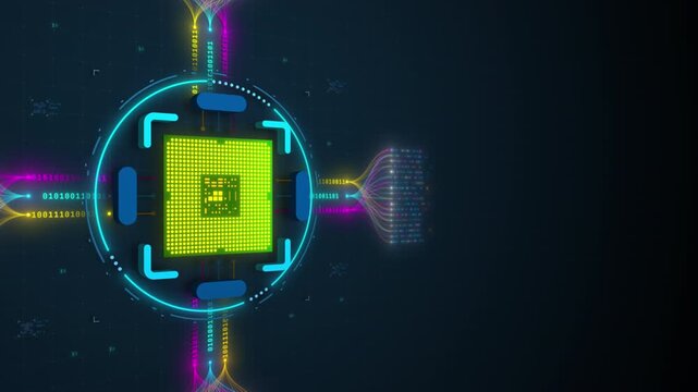 AI Artificial Intelligence Digital Core Processing Big Data Flow Visualization Seamless Loop