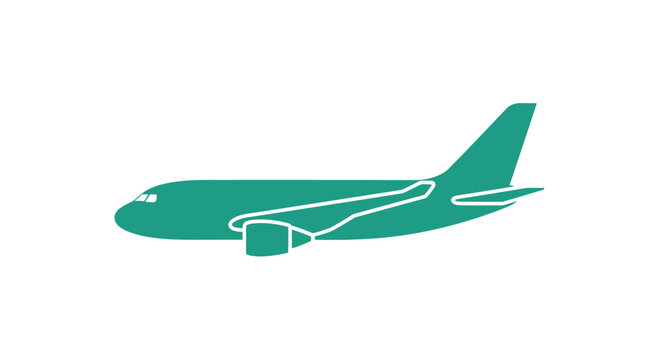 Simple Green Airplane Side View Illustration.