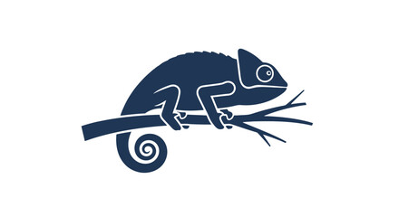 Simple Dark Blue Chameleon Illustration Design. © Aga