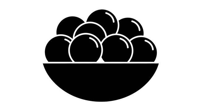 Black Balls in a Bowl Illustration.