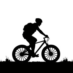Fototapeta premium silhouette of a cyclist riding a mountain bike