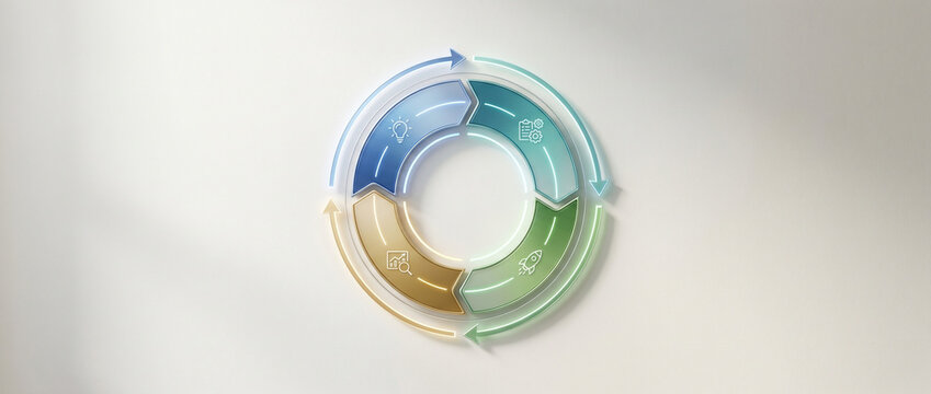 Circular Process Infographic with Gradient Workflow Cycle