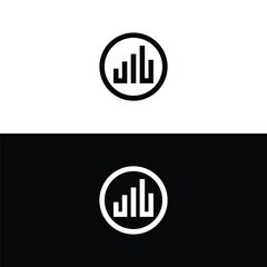 Obraz premium A clean and modern black and white circular logo presenting three distinct vertical bars, symbolizing data or signal strength.