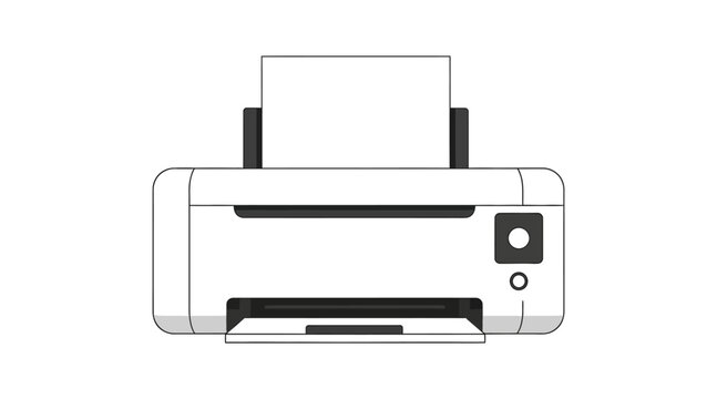 Flat front view of a monochrome inkjet printer flat printer