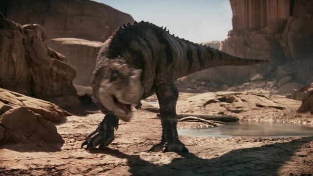 Ferocious predatory dinosaurs fight during Late Jurassic Period