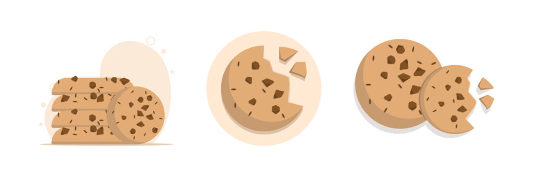 Set of chocolate cake cartoon icons, sweet dessert and snack food concept, premium isolated vector collection in clean flat style, perfect for menu, bakery branding, packaging, web, and UI design.