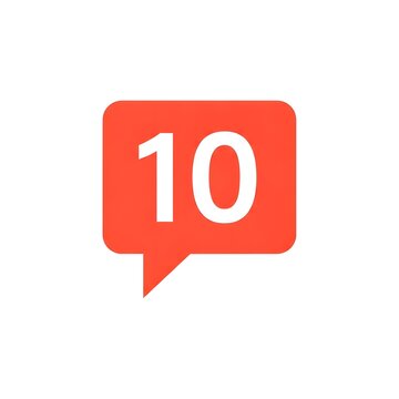 Red Speech Bubble with the Number 10 in White on a Transparent Background (323
