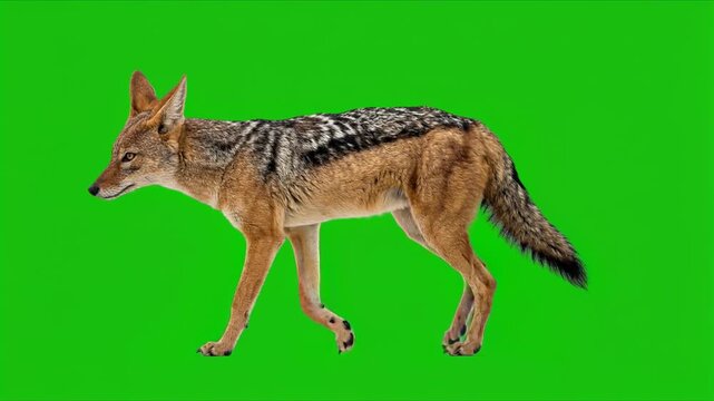 Jackal walking isolated on green background for vfc projects