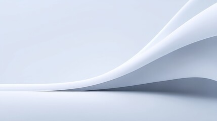 Fototapeta premium Elegant White Curved Paper Waves Creating a Soft and Modern Background for Design, Presentations, and Creative Projects in Soft Lighting