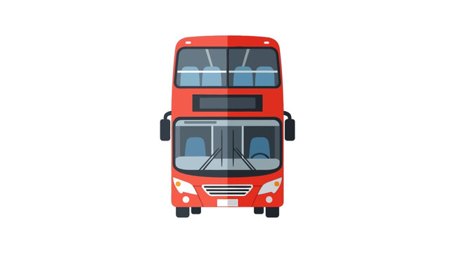 Flat red double-decker bus front view red bus flat transportation