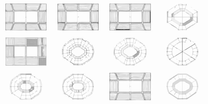 Geometric diagrams illustrating perspective and spatial reasoning concepts