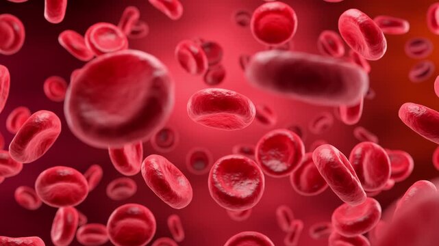 Red Blood Cell in an artery, Blood Flow, medical human health-care Concept Background.