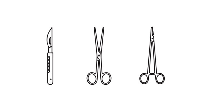 Medical tools and surgical instruments on white background