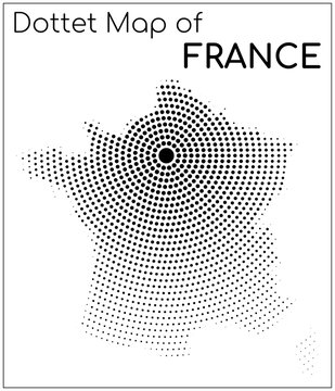 Dotted map of France centered on Paris