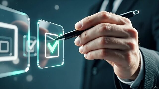 Digital data management and verification processes.
Electronic document signing, quality assurance checklists, and business approval workflows. Business performance monitoring interface. 