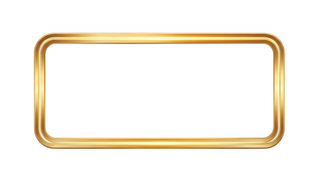 A gold picture frame isolated on transparent background