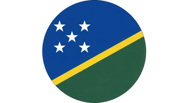 National flag of the solomon islands presented in a clean circular button format. isolated on transparent background