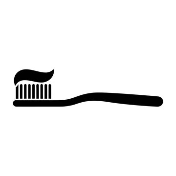Vector graphic of a toothbrush with toothpaste on its bristles