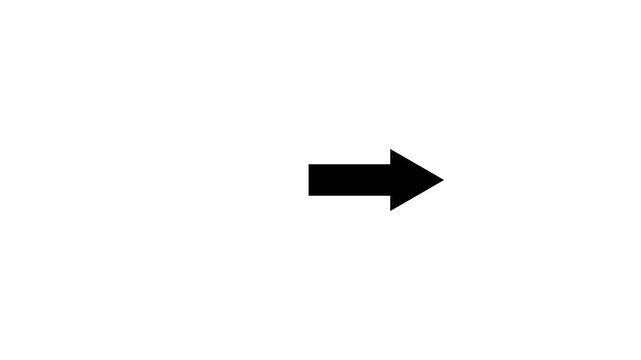 Animated the right arrow instruction on white background.Abstract the right instruction icon animation on white background.