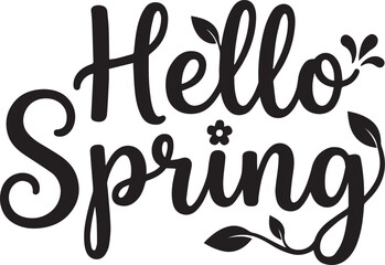 Playful Handwritten Hello Spring Friendly Text Silhouettes © RafsanJani