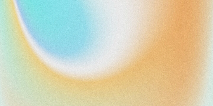 Abstract gradient background featuring soft blending of sky blue, warm orange, pale yellow, and mint green with subtle grainy/noise texture. 