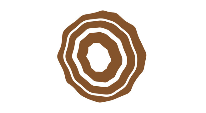 Brown Tree Ring Cross Section Illustration.