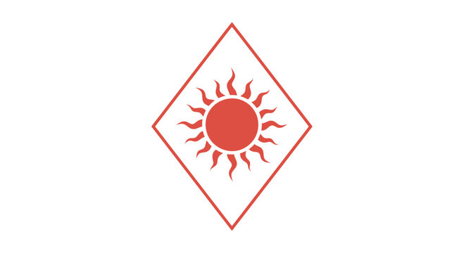 Red Sun Icon in Diamond Shape.
