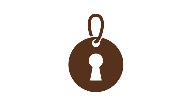 Brown Keychain with White Keyhole Icon.