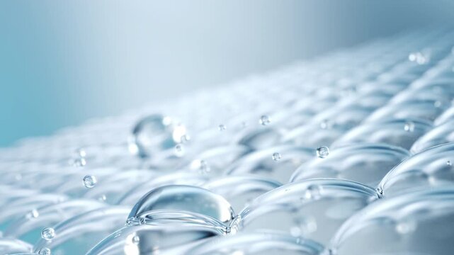 liquid collagen skincare, Cosmetic essence bubbles infusing into skin cell structure.