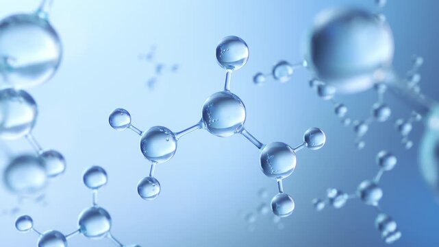 Molecular structure of hyaluronic acid or collagen for cosmetic product advertisement.