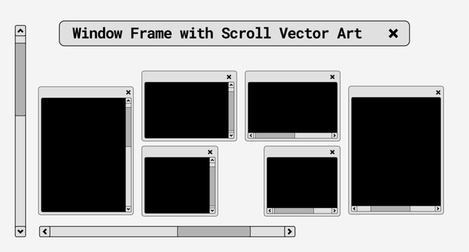 Window 90s Frame with Scroll UI Vector Art Set