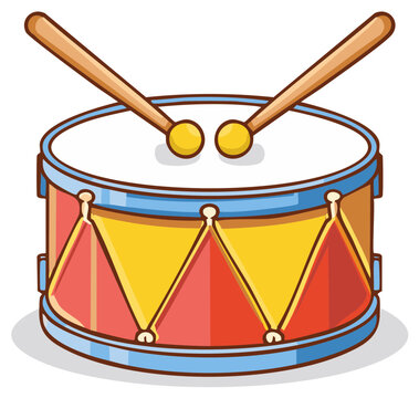 Cartoon Drum with Sticks, Musical Instrument, Toy Drum,  Percussion Instrument for Kids