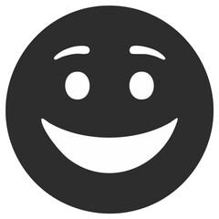 Fototapeta premium Simple cheerful dark gray smiley face icon expressing happiness and positive feelings