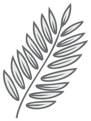 Fototapeta premium Elegant minimal grey botanical branch with multiple light grey leaves. Modern graphic illustration.