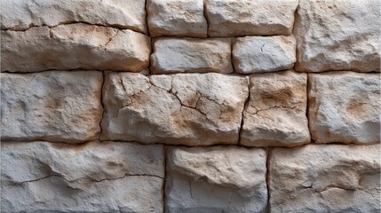 Fototapeta premium Detailed Close-Up of Weathered Stone Wall with Unique Texture and Natural Color Variation Suitable for Backgrounds or Architecture Projects