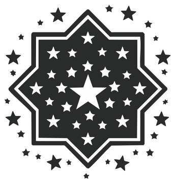 Decorative starburst pattern with a central large star and smaller stars surrounding it
