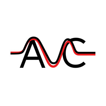 Abstract AVC Logo with Red Wave Overlay on White Background