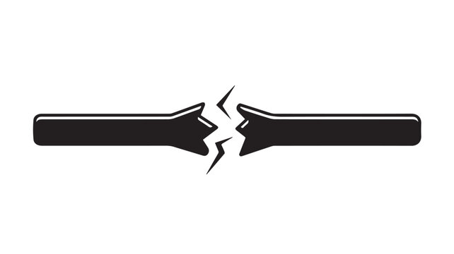 Broken stick or rod with crack in the middle